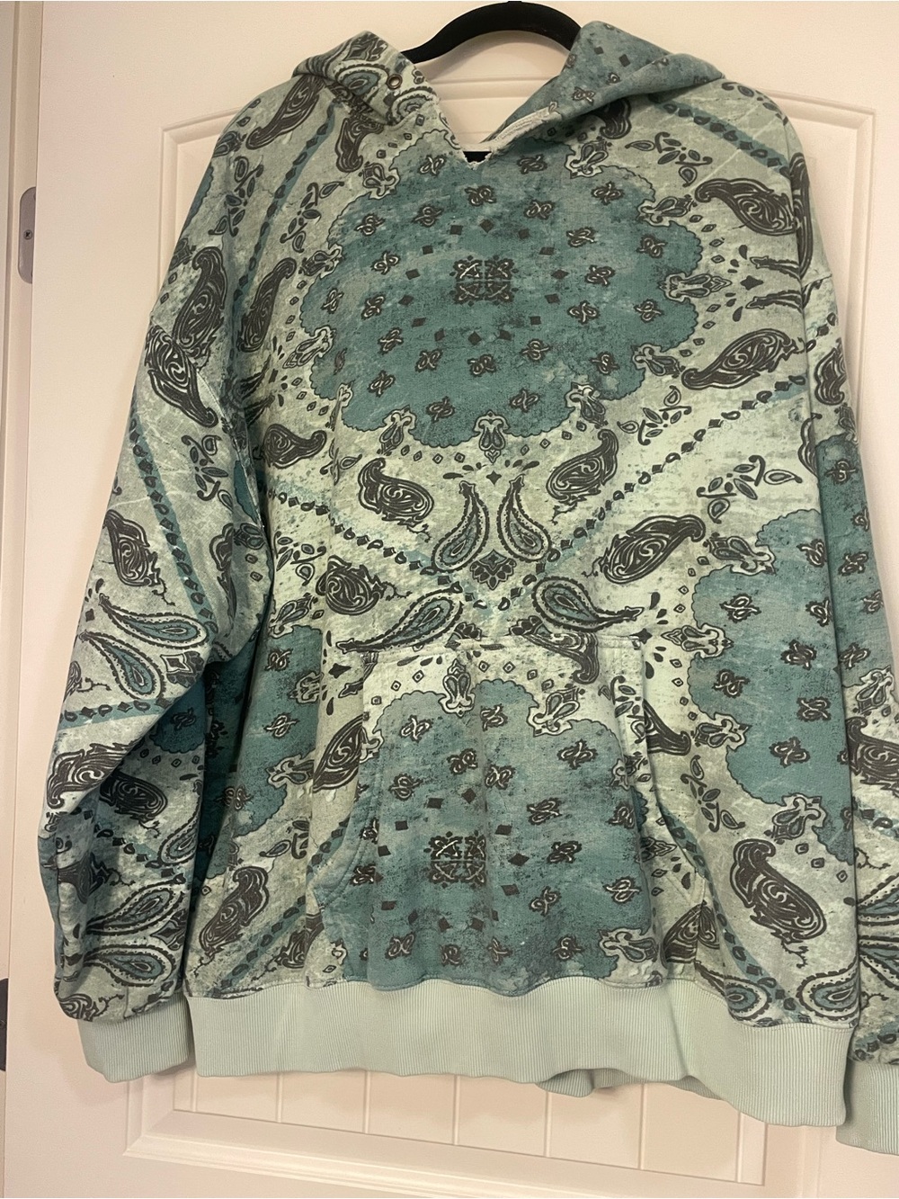 We The Free Mint and teal paisley Hoodie Sweater